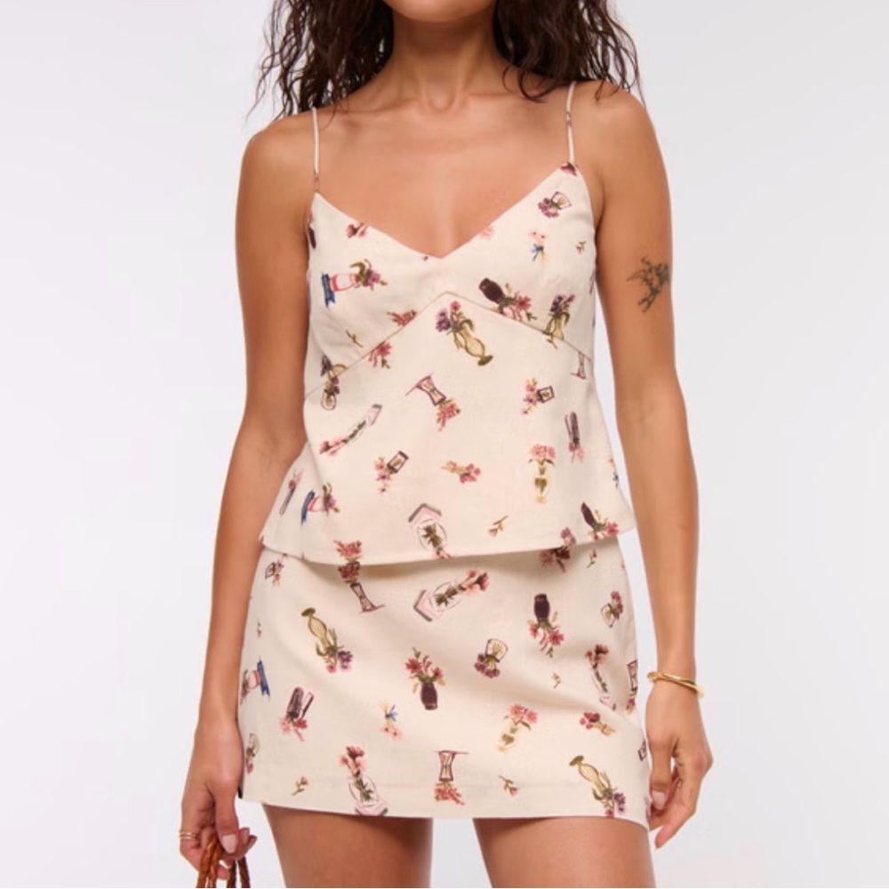 A&F Scarlet Linen Scarlet Babydoll Cami & Skort Set | Size Small